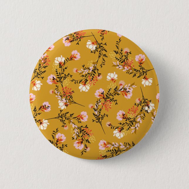 Yellow background flowers button (Front)