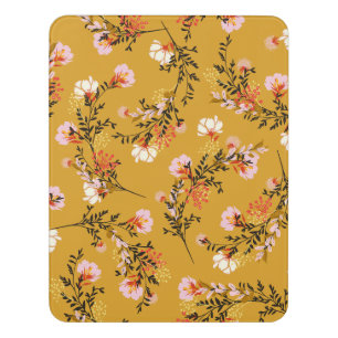 Yellow background flowers door sign