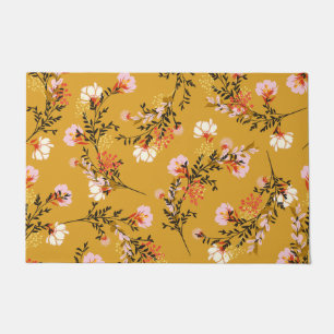 Yellow background flowers doormat