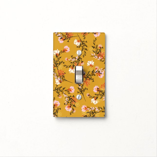 Yellow background flowers light switch cover (In Situ)