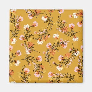 Yellow background flowers magnet