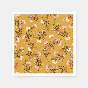 Yellow background flowers napkins