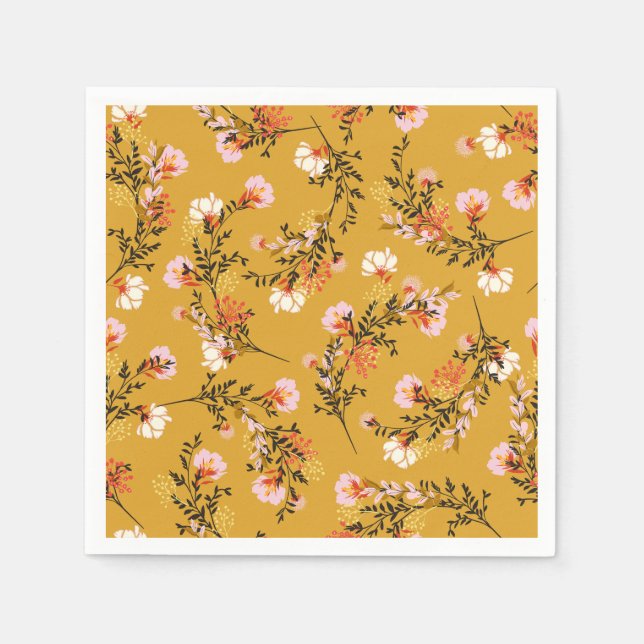 Yellow background flowers napkins (Front)