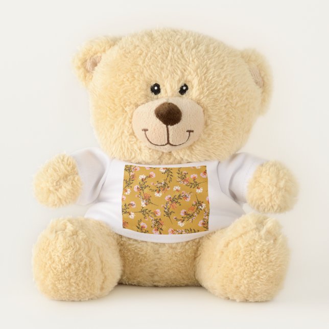 Yellow background flowers teddy bear (Front)