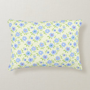 Yellow Background Happy Flowers Accent Pillow