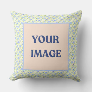 Yellow Background Happy Flowers Throw Pillow