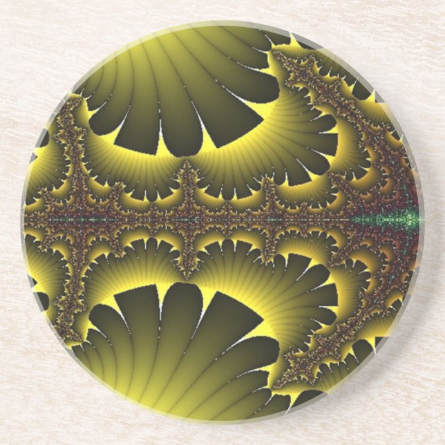 Yellow Background Lights Drink Coaster (Front)