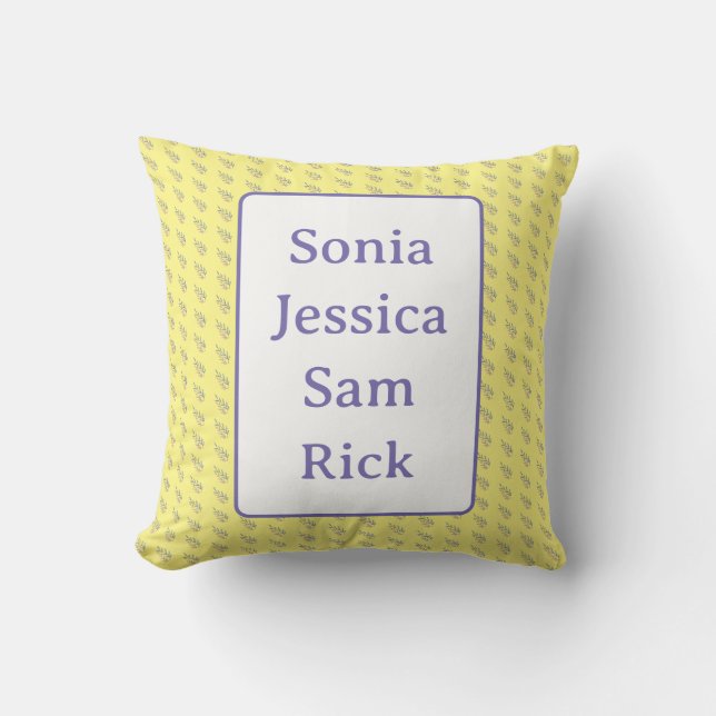 Yellow Background with Leaves  Throw Pillow (Front)