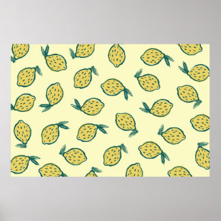 Yellow background with lemons. Lemon. background w Poster