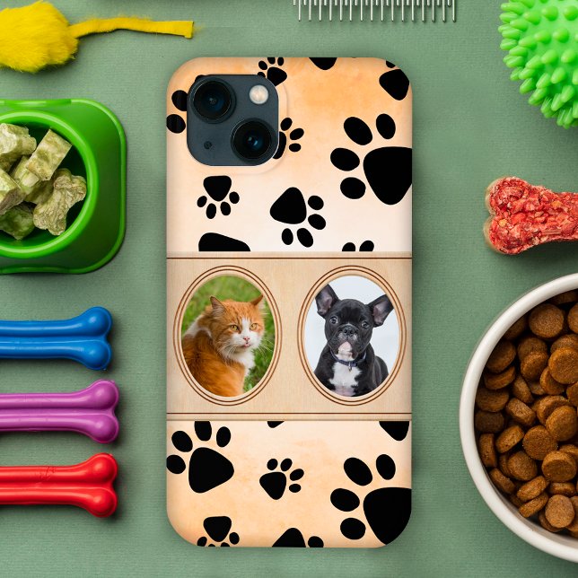 Yellow background with paws, custom pet photo Case-Mate iPhone case (Creator Uploaded)