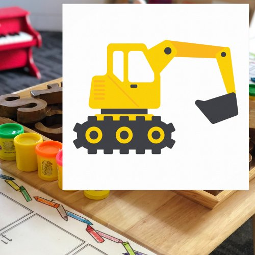 Yellow Backhoe Excavator Construction Kids Poster