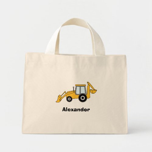 Yellow Backhoe With Loader Personalized Mini Tote Bag