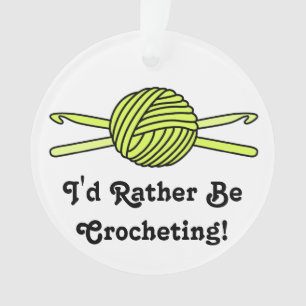 Yellow Ball of Yarn & Crochet Hooks Ornament