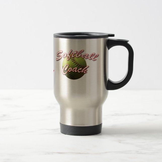Yellow Ball Softball Coach Travel Mug (Right)