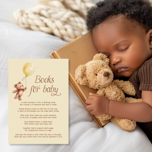 Yellow Balloon Teddy Bear Books for Baby Enclosure Card