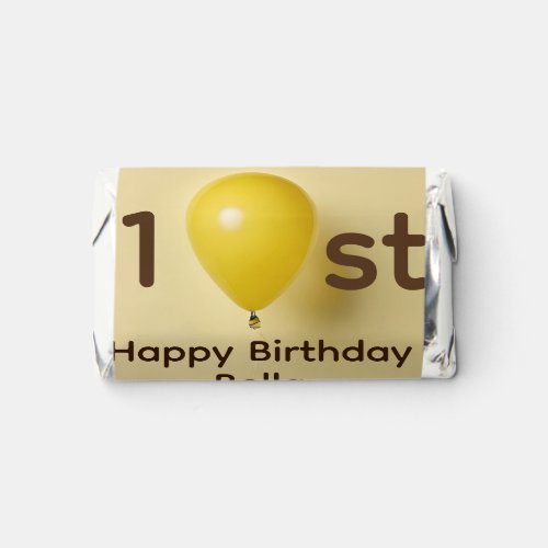 Yellow balloons 1st birthday add name date text hersheys miniatures