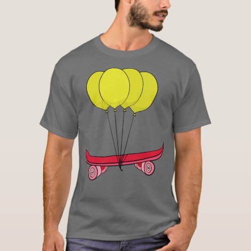 Yellow balloons on a skateboard T_Shirt