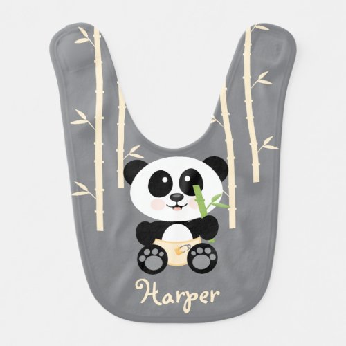 YELLOW BAMBOO PANDA IN DIAPERS BABY BIB