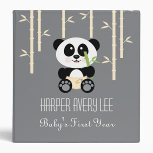 Yellow Bamboo Panda in Diapers Baby Photo Album Binder
