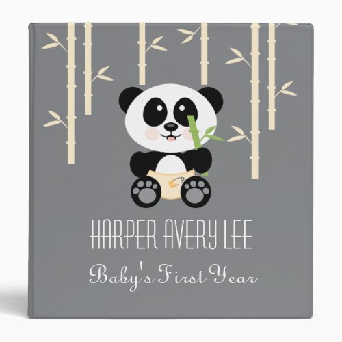 Yellow Bamboo Panda in Diapers Baby Photo Album Binder