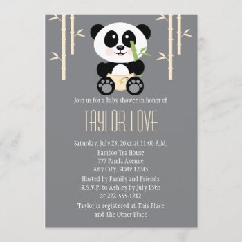 Yellow Bamboo Panda In Diapers Baby Shower Invitation by OccasionInvitations at Zazzle