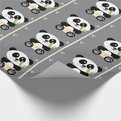 Yellow Bamboo Panda in Diapers Wrapping Paper | Zazzle