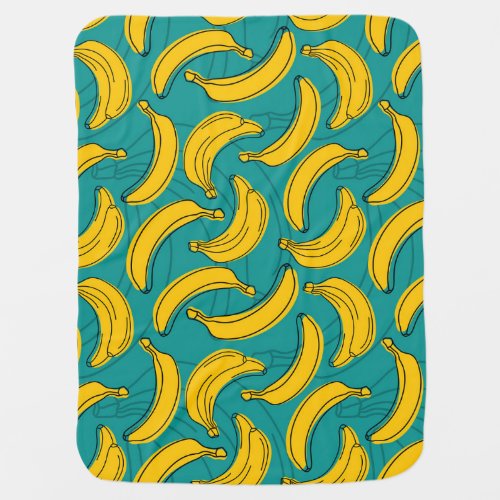 Yellow Banana Black Outline Vintage Baby Blanket
