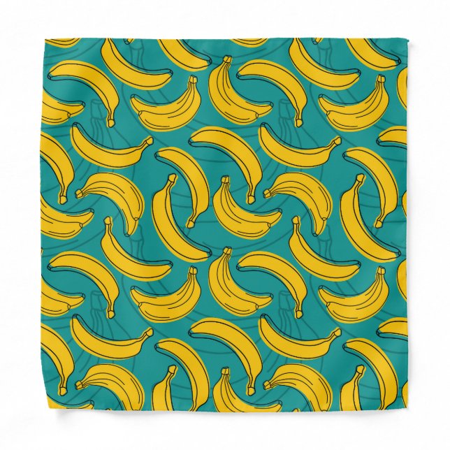Yellow Banana: Black Outline Vintage Bandana (Front)