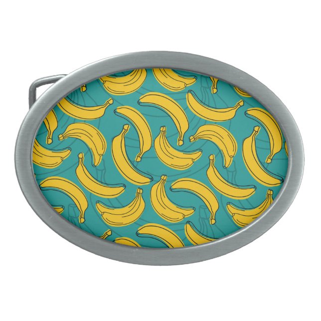 Yellow Banana: Black Outline Vintage Belt Buckle (Front)