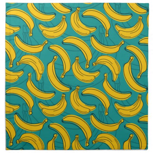 Yellow Banana Black Outline Vintage Cloth Napkin