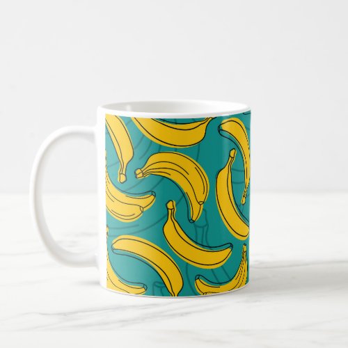 Yellow Banana Black Outline Vintage Coffee Mug
