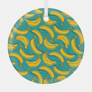 Yellow Banana: Black Outline Vintage Glass Ornament