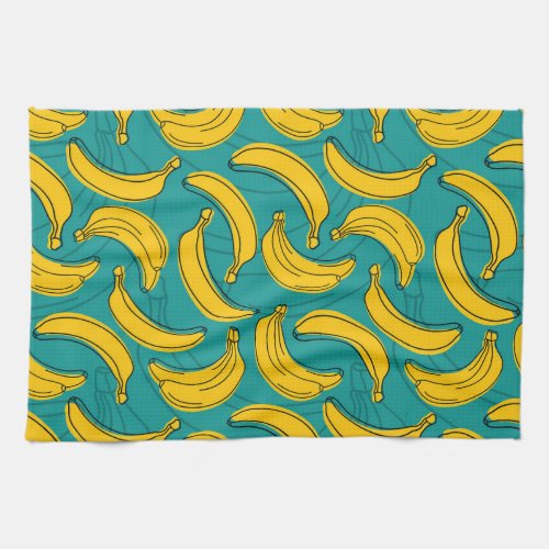 Yellow Banana Black Outline Vintage Kitchen Towel