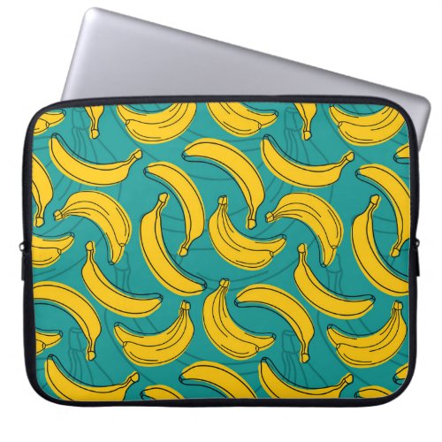 Yellow Banana Black Outline Vintage Laptop Sleeve