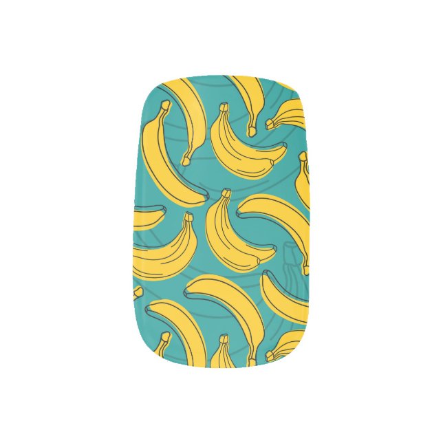 Yellow Banana: Black Outline Vintage Minx Nail Art (Left Thumb)