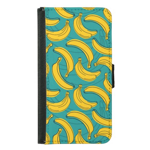 Yellow Banana Black Outline Vintage Samsung Galaxy S5 Wallet Case