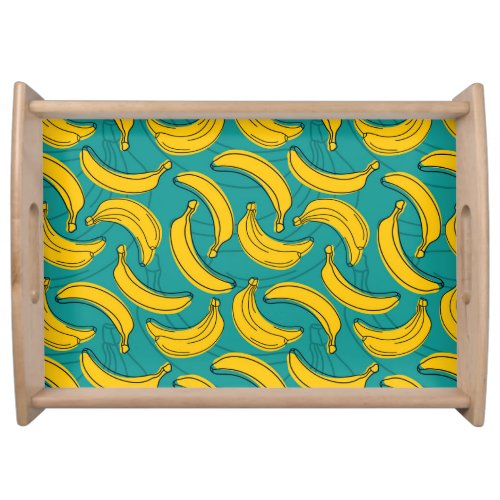 Yellow Banana Black Outline Vintage Serving Tray