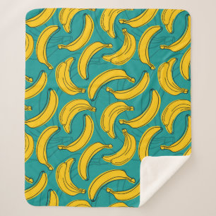 Yellow Banana: Black Outline Vintage Sherpa Blanket