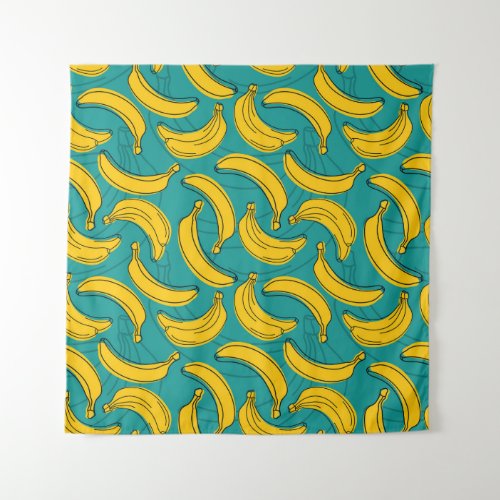 Yellow Banana Black Outline Vintage Tapestry