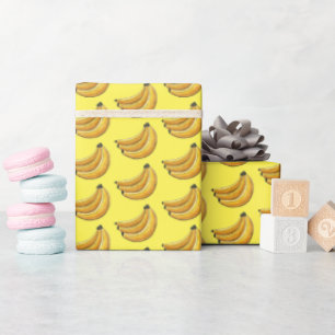 Yellow Banana Bunch of Bananas Fruit Print Wrapping Paper