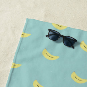 Yellow banana drawing blue pattern beach towel