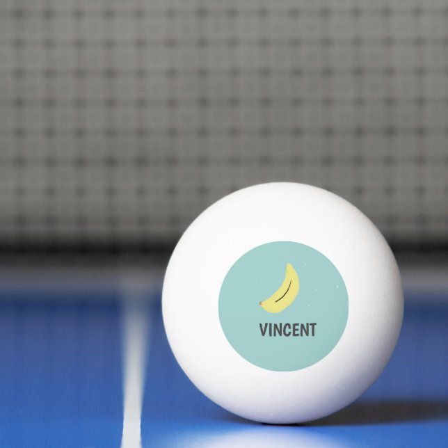 Yellow banana drawing blue personalized ping pong ball (Net)