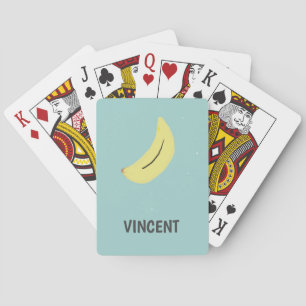 Yellow banana drawing blue personalized poker cards
