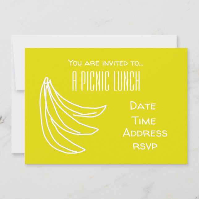 Yellow banana fruit Summer picnic lunch party Invitation (Front)