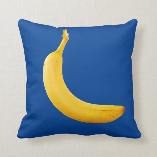Yellow Banana on Blue Throw Pillow