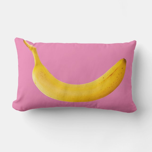 Yellow Banana on Pink Lumbar Pillow (Front)