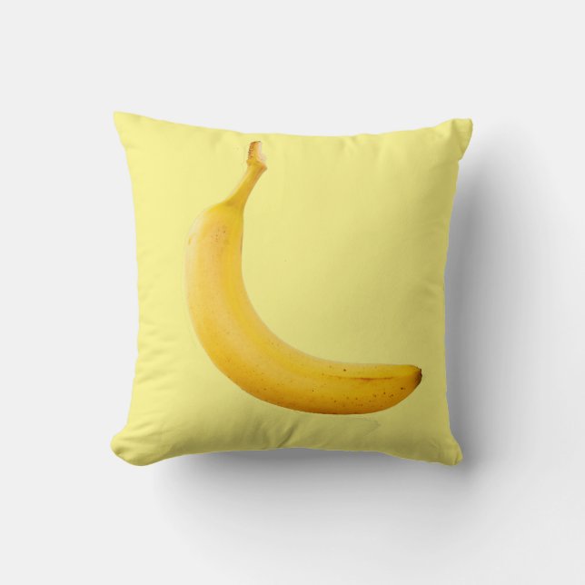 Yellow Banana on yellow  Throw Pillow (Front)
