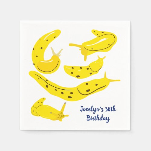 Yellow Banana Slugs Personalized Party Napkins