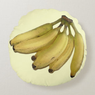 yellow banana tropical-decor round pillow
