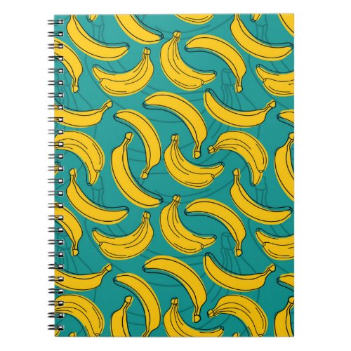 yellow banana with black outline seamless pattern  notebook